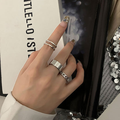 sengpan Fashion Circular Punk Silver Color Joint Rings Set for Women Opening Index Finger Accessories Hiphop/Rock Metal Ring