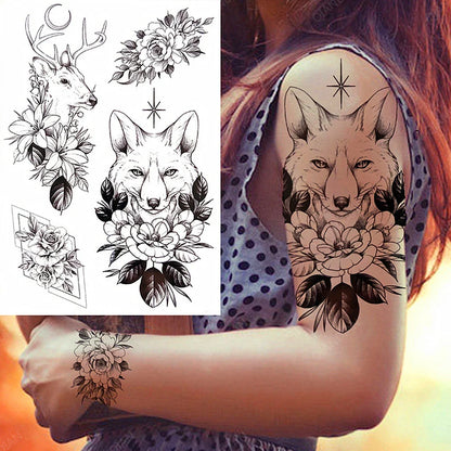 sengpan Black Flower Rose Waterproof Temporary Bird Snake Sexy Body Arm Leg Gem Henna Tattoo Fashion Big Fake Sleeve Sticker