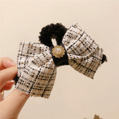 sengpan Big Hair Claw for Women Girl Plaid Bow Knot Clips Korean Handmade Fashion Head Accessories Mujer Wholesale