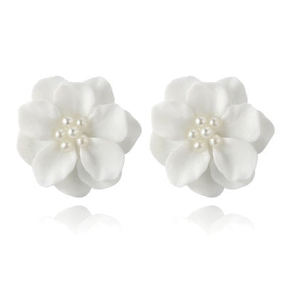 sengpan Sexy Woman Black Flower Earrings Party Club Accessories Ear Stud Earrings Fashion Jewelry Korean Pearl Earrings Moda Mujer