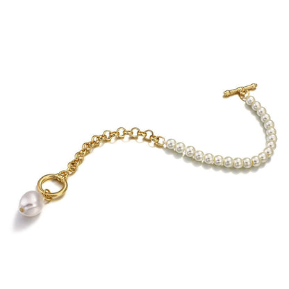 sengpan New Imitation Pearls Gold Color Metal Link Chain Bracelets for Women Fashion Charms Bracelet Summer Party Jewelry