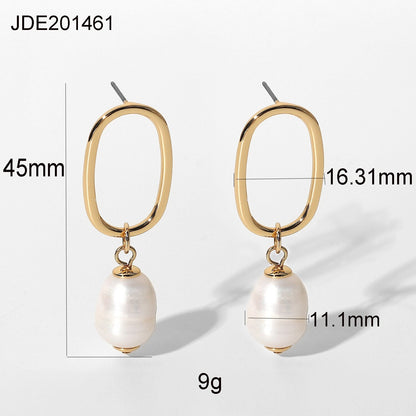 sengpan CHRISTMAS gifts for her French Style Freshwater Pearl Pendant Drop Earrings For Women Temperament Stud Earrings Bridal Wedding Party Jewelry