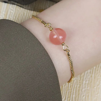 sengpan - Trendy Strawberry Crystal Bracelet Japan and South Korea Fashion Simple and Exquisite Opal Adjustable Jewelry Female Gift New