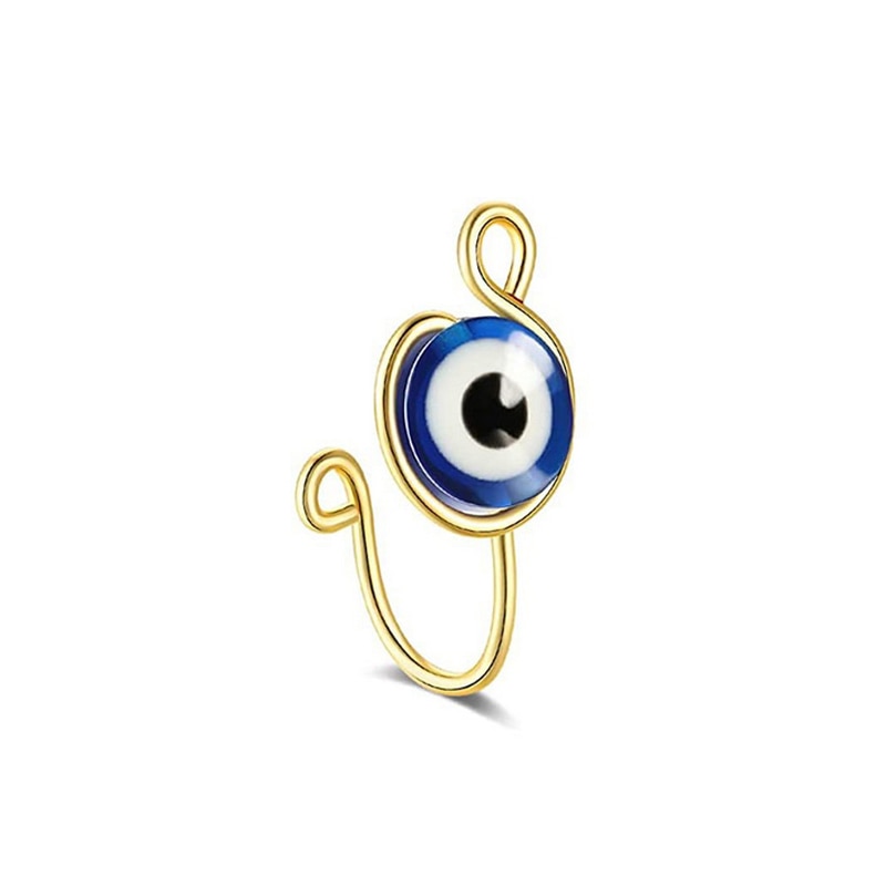 sengpan Christmas gifts ideas 1Piece Evil Eye Stainless Steel Spiral Fake Nose Ring Cuff Non Piercing Nose Ring Clip On Fake Nose Piercing Jewelry Ear Clip