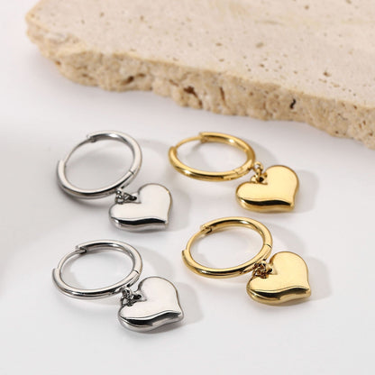 sengpan Waterproof Jewelry 14k Gold Plated Huggie Hoop Earrings Silver Stainless Steel Heart Earrings For Women Gift Bijoux Femme