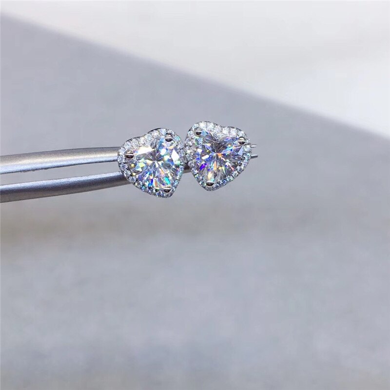 sengpan Stud Earrings For Women 925 Silver Plated Heart Cubic Zirconia Wedding Engagement Promise Bridal Jewelry Drop Shipping CCE663