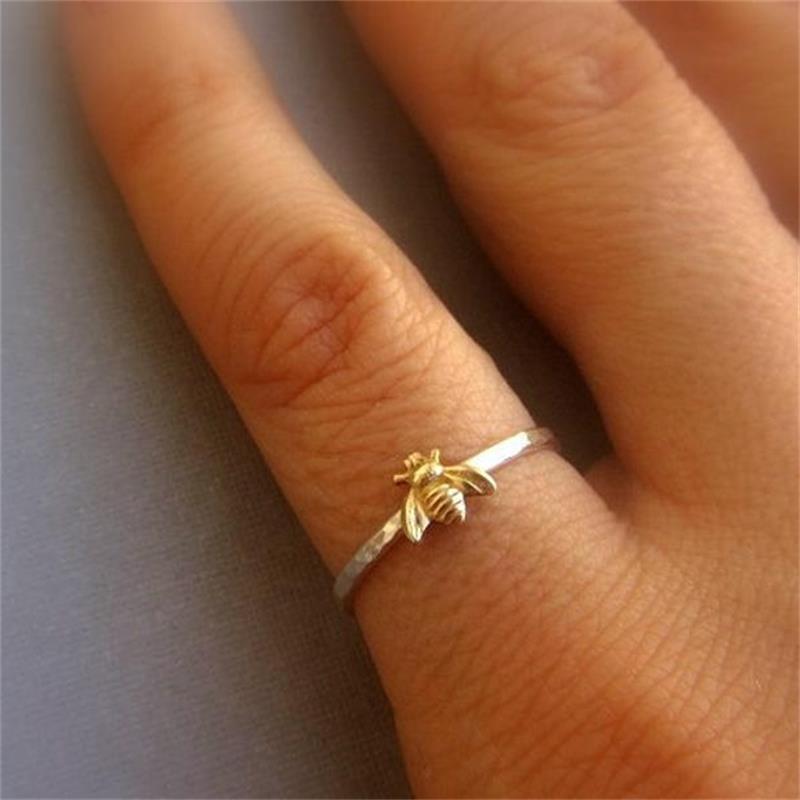 sengpan Exquisite Small Gold Color Bee Women Rings Wedding Engagement Ring Fashion Party Accessories Jewelry