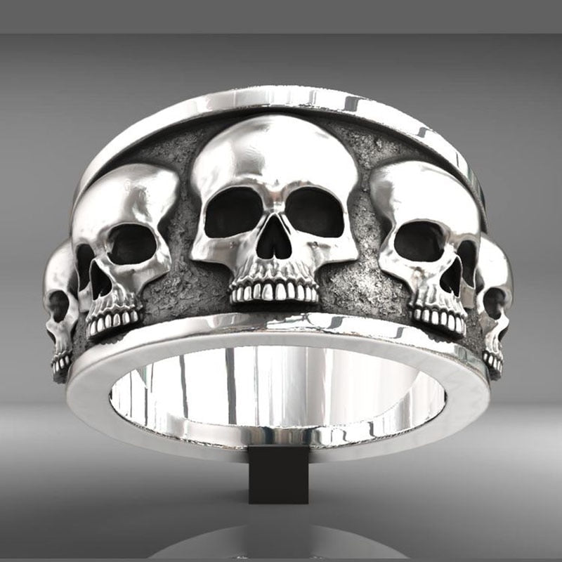 sengpan gifts for her Retro Punk Skull Men Ring Hip Hop Rock Gothic Punk Fashion Gift Demon Skull Ring