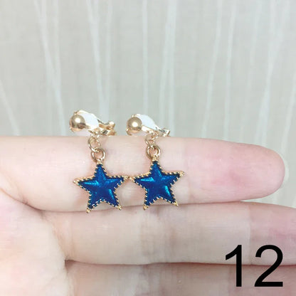 sengpan Child Blue Starfish Ear Clip Earrings Kids Cartoon Fashion No Piercing Ear Rings For Kids Gift Jewelry Korean Ear Clip Girls