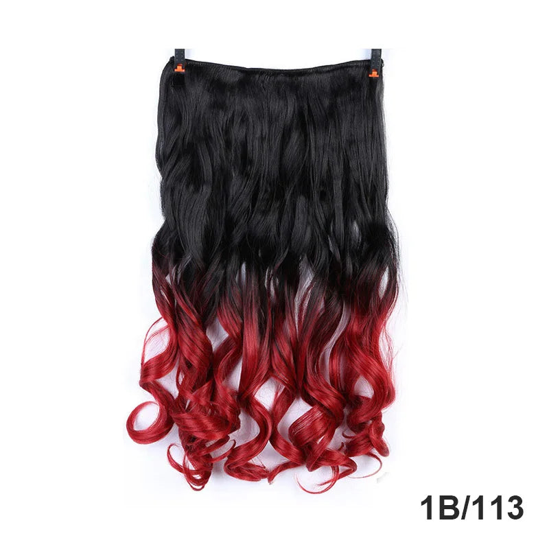 sengpan  24inche 5Clip Long Straight Hair Gradient Straight Hair Synthesis Hair Extension High Temperature Women Hair Extension