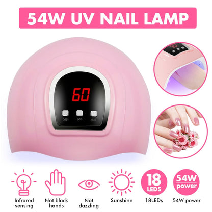 sengpan 54W UV LED Nail Lamp For Manicure Set UV Gel Polish Dryer Varnish Soak Off Nails 30s/60s/90s Auto Sensor Manicure Tool