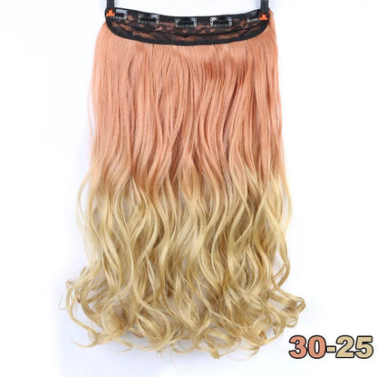 sengpan Synthetic Curly Hair 24 Inches 5 Clip-on Hair Extension Wig Wavy Hairstyle Natural Curly Hair Straight Hair Women