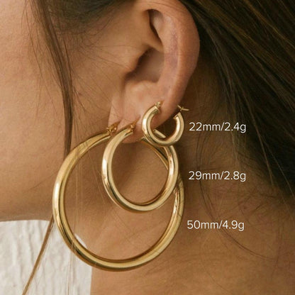 sengpan INS Gold Color Brass Hoop Huggies Earrings Small Large Circle Hoops CC Shape Statement Earrings Women Girls Unique Metal Jewelry