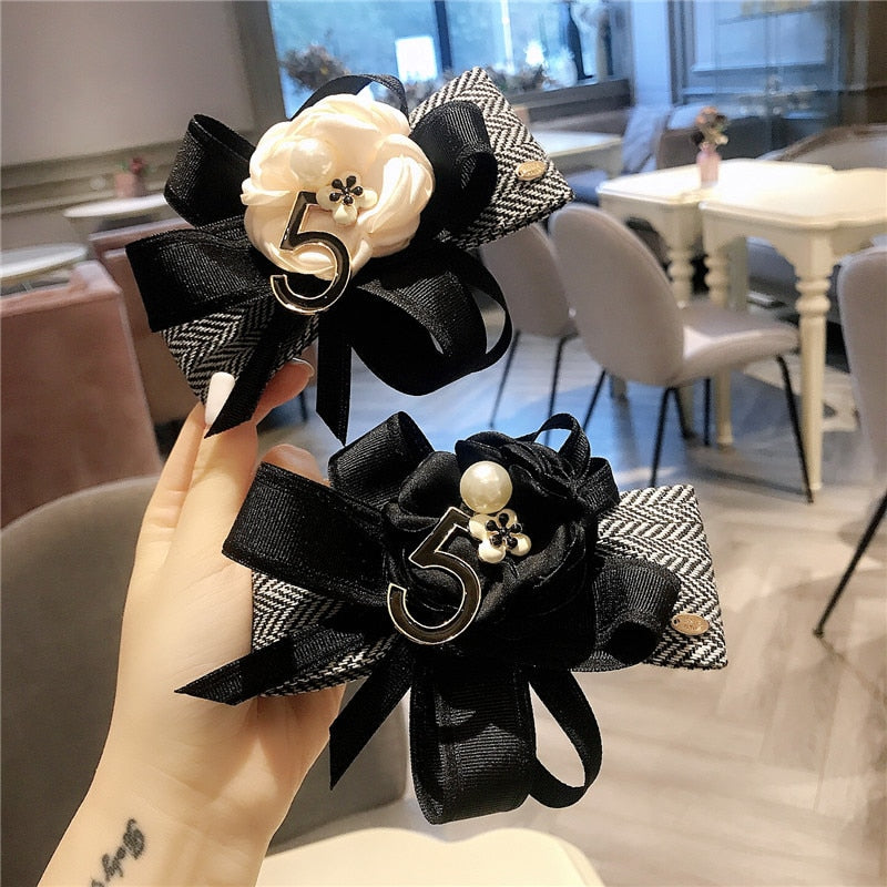 sengpan Camellia Barrette for Women Girl Flower Hair Clip Black White Hairpin Autumn Winter Hair Accessories Wholesale Drop Shipping