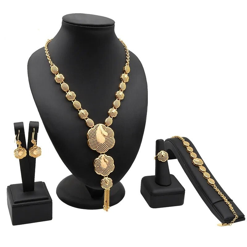 sengpan - Nigeria Jewelry Sets For Women Wedding Bracelets Ethiopian 24K Gold African Jewelry Bridal Dubai Luxury Nigerian Turkish 