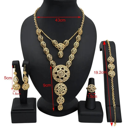 sengpan - Gold Plated Earring Necklace Set Wedding Nigeria Jewelry Sets For Women Bride Ethiopian Gold Color Luxury Dubai African