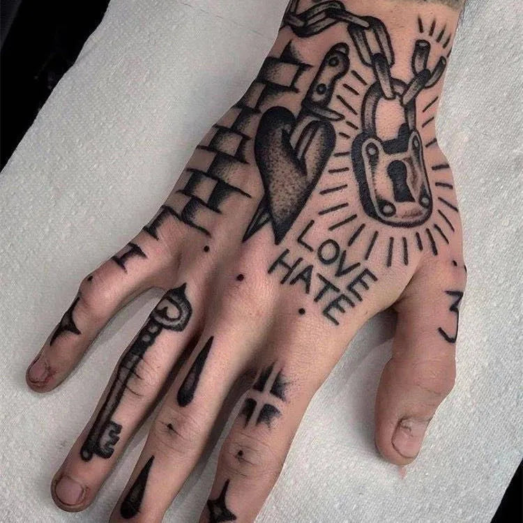 sengpan Black Punk Style Hands Temporary Tattoos for Men Women Arm Body Art Waterproof  Tatuajes Temporales Fake Tatoos Cool Tatto decal