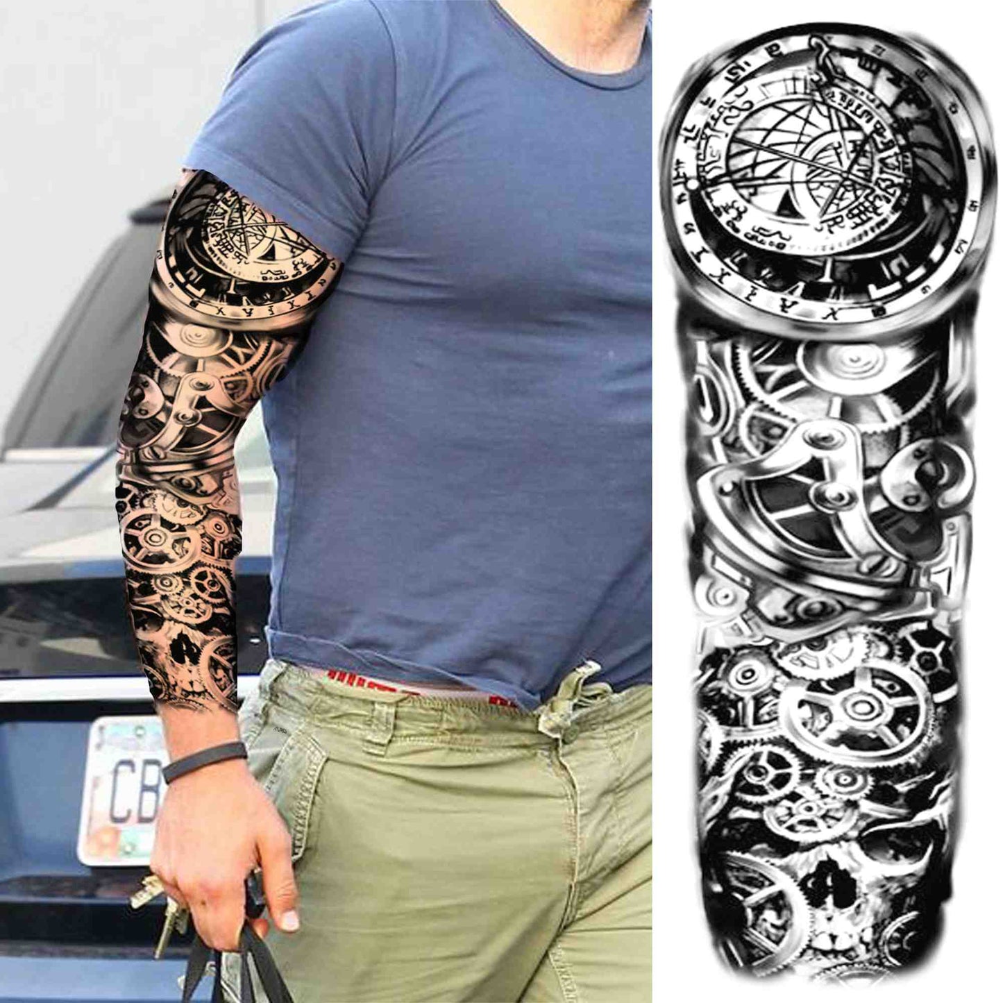 sengpan western jewelry for women Sexy Wolf Full Flower Arm Temporary Tattoo Stickers For Men Body Art Sleeve Tattoo Decals Girl Women Waterproof Tatoo Fox Legs