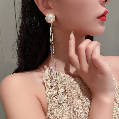 sengpan gifts for her Korean Fashion Big Simulated Pearl Earrings For Women Lover Geometric Gold Round Heart Drop Dangle Earring  Jewelry New