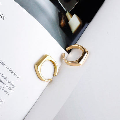 sengpan New Korean Geometric Simple Adjustment Gold Color Shining Opening Metal Minimalist Chunky Rings Women Gifts