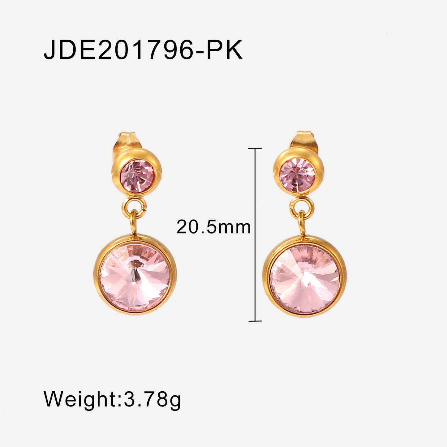 sengpan New Arrival 18K Plated Stainless Steel Jewelry Gift Size Round Four Colors Cubic Zirconia Pendant Earrings For Women Party