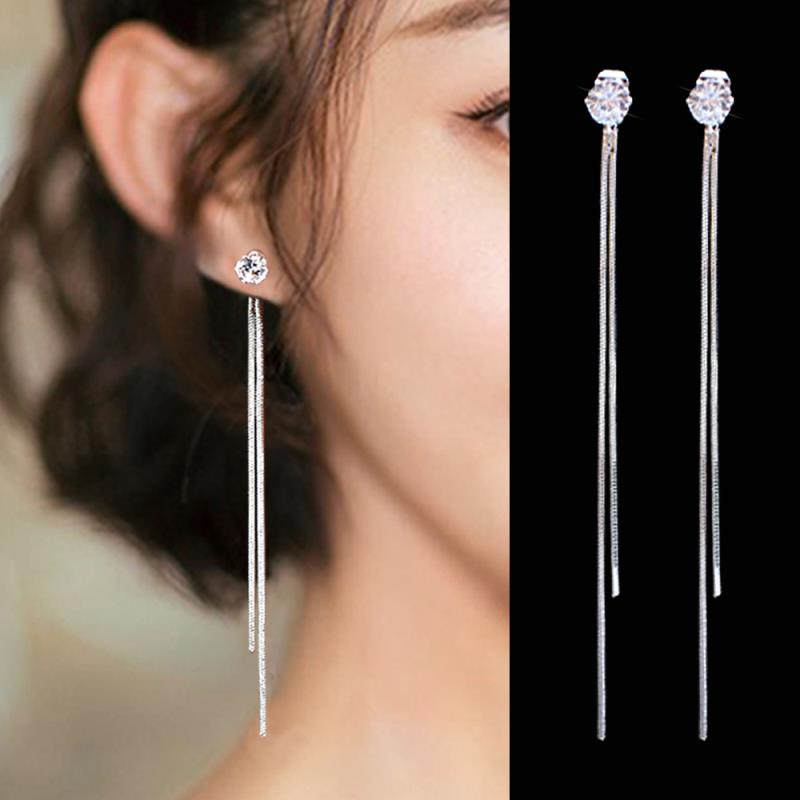 sengpan Christmas gifts ideas New Korean Drop Earrings for Women Minimalist Personality Ear Line Tassel Earrings Triangle Star Top Pearl Earrings Jewelry