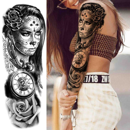 sengpan western jewelry for women Sexy Wolf Full Flower Arm Temporary Tattoo Stickers For Men Body Art Sleeve Tattoo Decals Girl Women Waterproof Tatoo Fox Legs