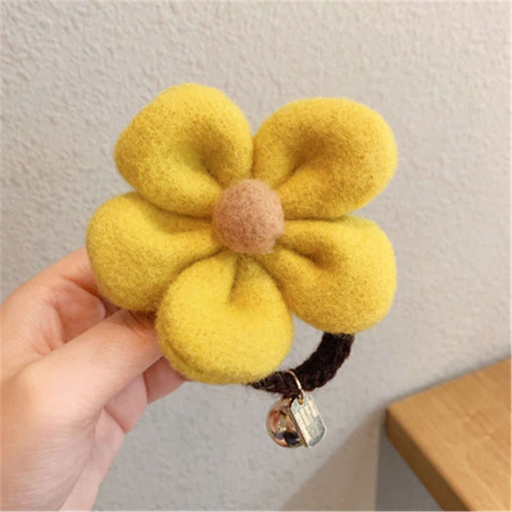 sengpan Women Hair Ties Elastic Rubber Bands Girl Fabric Sun Flower Floral Korean Scrunchies Head Accessories Handmade Wholesale