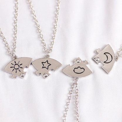 sengpan New Four-piece Star Moon Necklace Best Friend Cloud Pendant Sisters Friendship Necklace Fashion Men And Women Jewelry Gifts