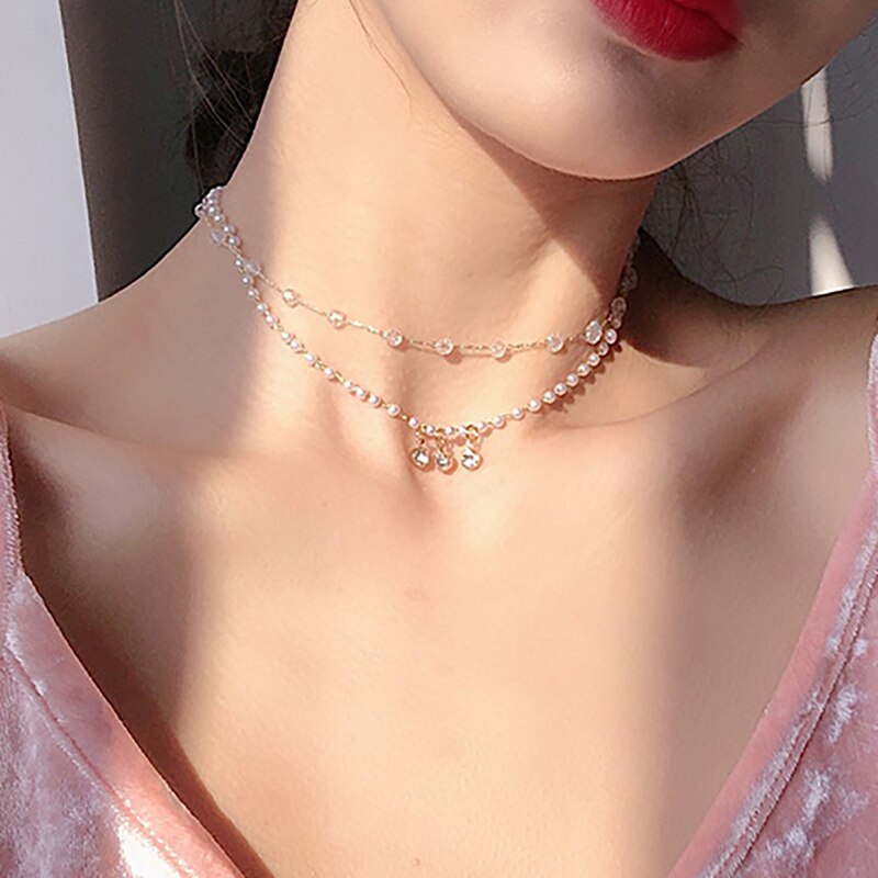 sengpan jewelry gifts for women hot sale new Vintage Hollow Circle Pearl Collar Necklace For Women Fashion Simple Metal Circle Pendant Necklace Choker Jewelry Gift