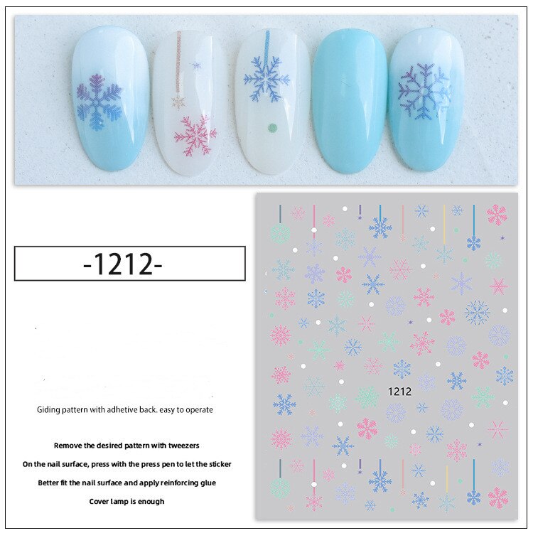 sengpan New Christmas Nail Slider Santa Elk Snowman  New Year Nail Design Big Size Full Cover Water Nail Transfer Cartoon Winter Decal