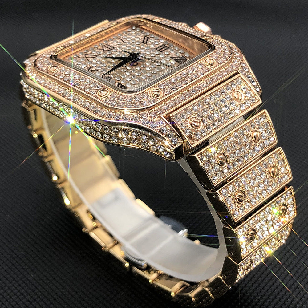 sengpan jewelry for men hot sale new Iced Out Square Men Watches Top Brand Luxury Full Diamond Hip Hop Watch Fashion Unltra Thin Wristwatch Male Jewelry