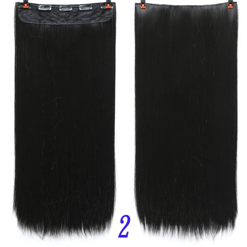 sengpan  24inche 5Clip Long Straight Hair Gradient Straight Hair Synthesis Hair Extension High Temperature Women Hair Extension