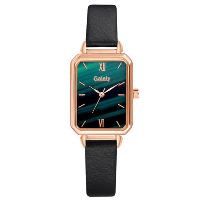 sengpan Christmas wishlist  Gaiety Brand Women Watches Fashion Square Ladies Quartz Watch Bracelet Set Green Dial Simple Rose Gold Mesh Luxury Women Watches