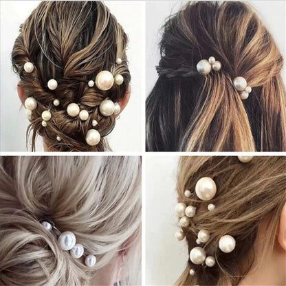 sengpan Women U-shaped Pin Metal Barrette Clip Hairpins Simulated Pearl Bridal Tiara Hair Accessories Wedding Hairstyle Design Tools