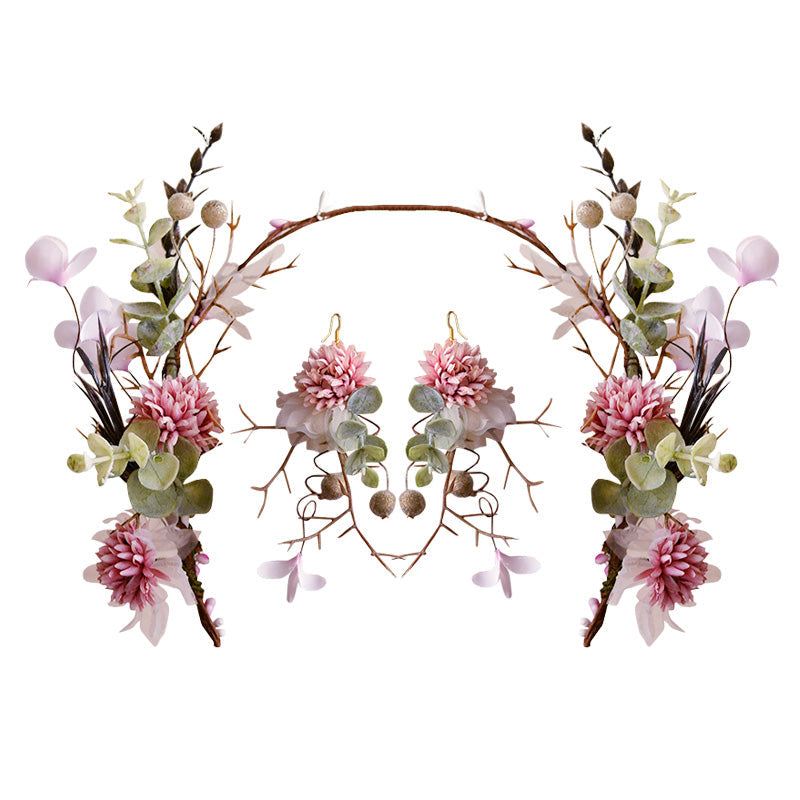 sengpan Imitation flower hoop fairy garland Earrings Set beach party women headwear Bride