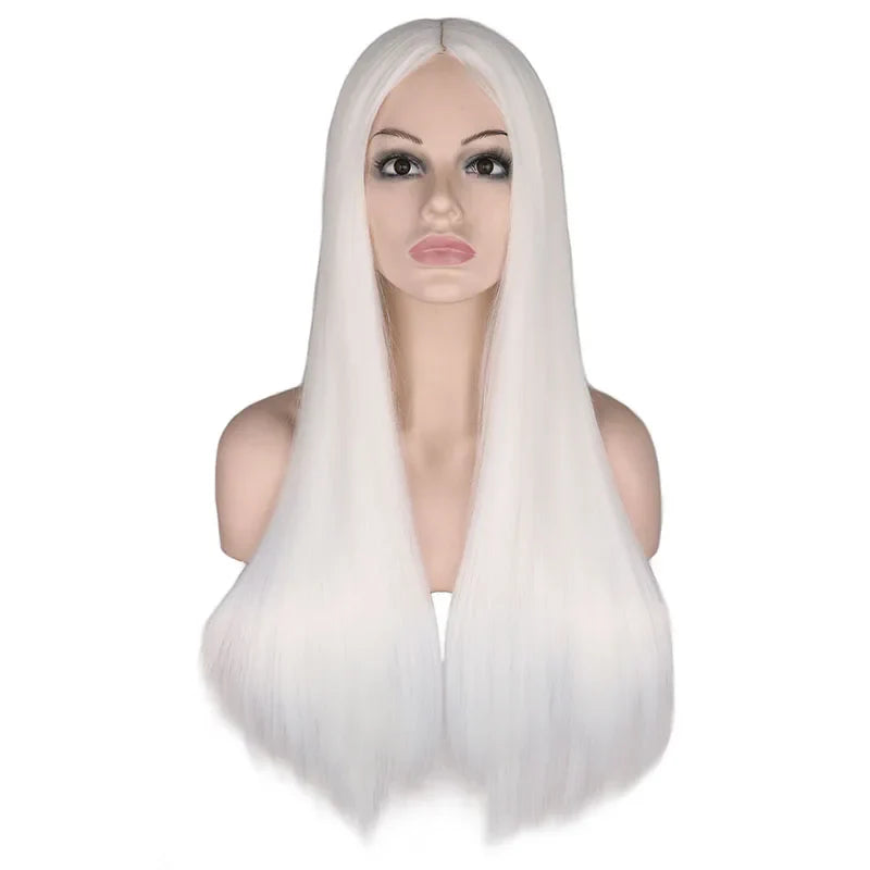 sengpan Women Synthetic 70 Cm Long Straight Cosplay Wig Party Sliver White 100% High Temperature Fiber Hair Wigs