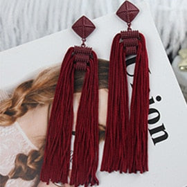 sengpan Long Tassel Earrings Fashion Jewelry Bohemia Statement Summer Dangle Aesthetic Earrings for Women Accessories Korean Style