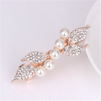 sengpan Barrette For Women Girl Rhinestone Crystal Pearl Big Hair Clip Hairpin Flower Floral Leaf Head Accessories Wholesale