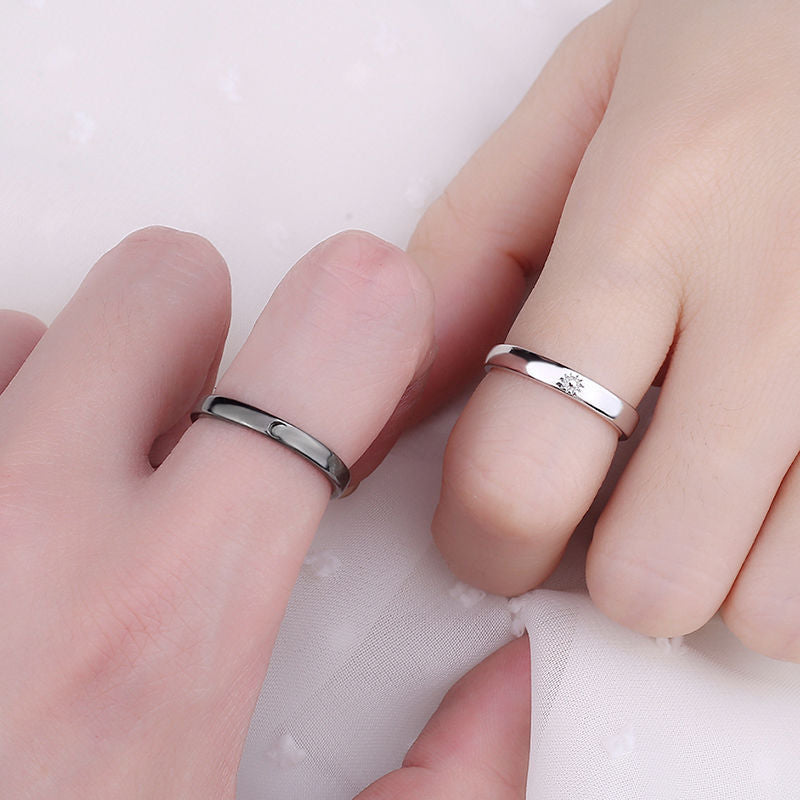 sengpan CHEISTMAS gifts for her 2 Pcs Sun Moon Lover Couple Rings Simple Opening Ring For Couple Men Women Wedding Engagement Promise Valentine's Day Jewelry