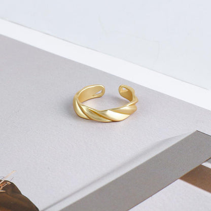 sengpan New Korean Geometric Simple Adjustment Gold Color Shining Opening Metal Minimalist Chunky Rings Women Gifts