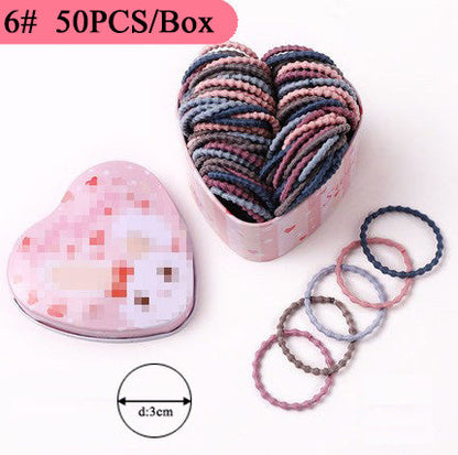 sengpan gifts for girls 50PCS/Box Mix 3CM Children's rubber band does not hurt hair girl hair ring female black baby Hairbead Hair tie girl  Korean cute