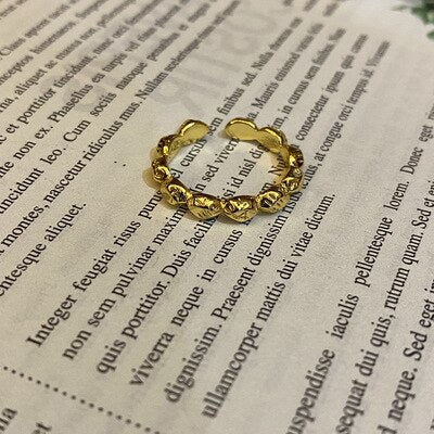 sengpan Vintage Ring For Women Gold Ring Open Ring Simple Temperament Versatile Personality Jewelry New Fashion Ins wind