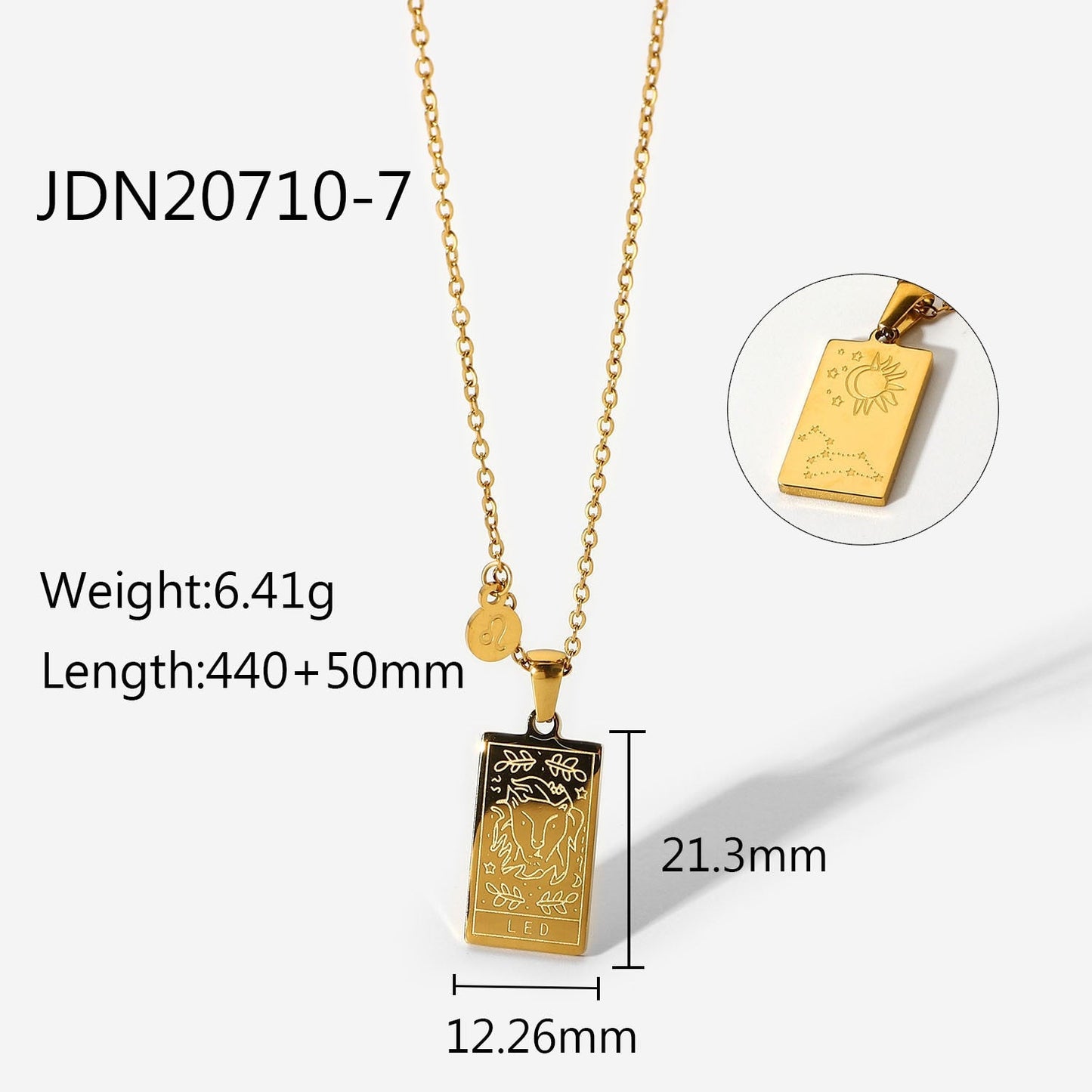 sengpan Women Jewelry 12 Constellations Necklace Stainless Steel Scorpio Leo Virgo Libra Aquarius Taurus Gold Square Pendant Necklaces