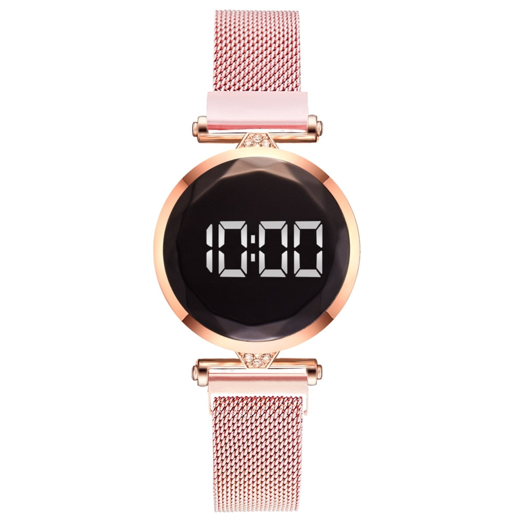 sengpan Christmas wishlist 5pcs Set Bracelet Watch Women Luxury Digital Magnet Rose Gold Stainless Steel Led Quartz Watches Relogio Feminino Dropshipping