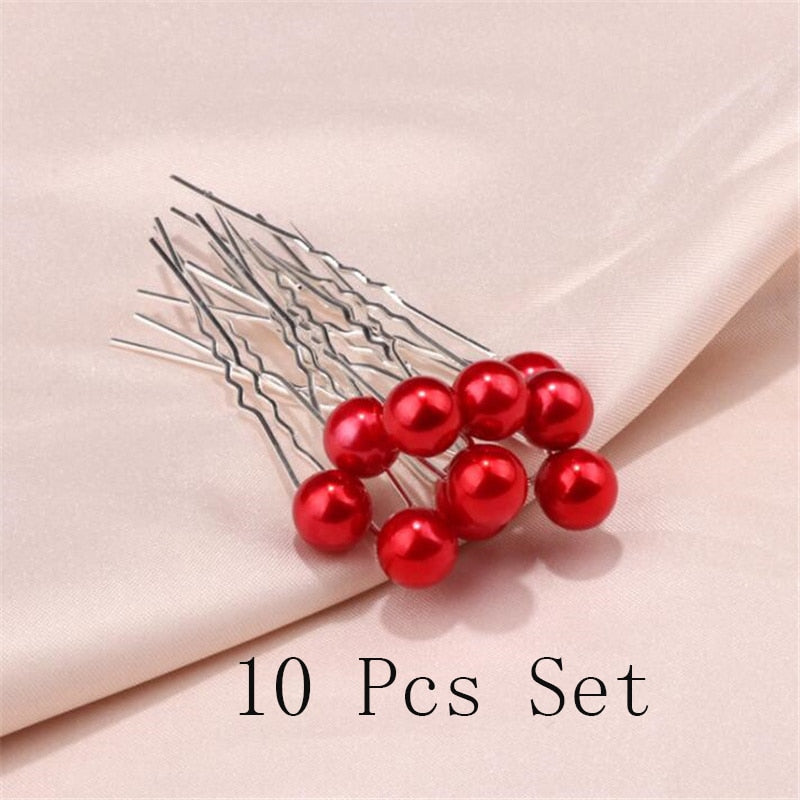 sengpan bridal jewelry set for wedding Fashion U-shaped Pin Metal Barrette Clip Hairpins Simulated Pearl Bridal Tiara Hair Accessories Wedding Hairstyle Design Tools