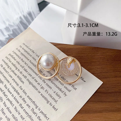 sengpan Korean Design Elegant Simulated Pearl Big Round Clip on Earrings Non Pierced Baroque Pearl Ear Clips for Women Jewelry Wholesale