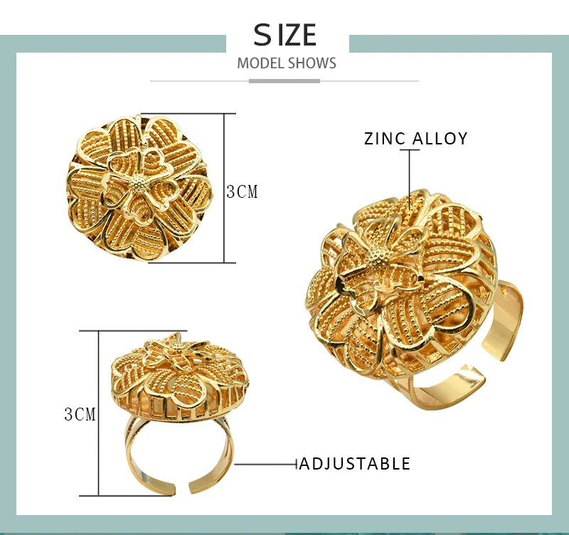 sengpan - Adjustable Ring Personalised Jewelry Valentine's Day Luxury Woman Gift Flower Rings Accessories Arabic Designer Wholesale