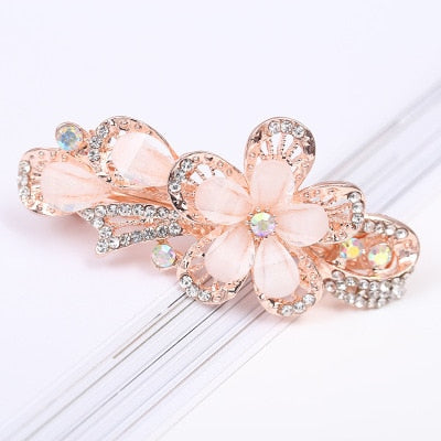 sengpan Barrette For Women Girl Rhinestone Crystal Big Hair Clip Hairpin Rose Peacock Flower Floral Head Accessories Wholesale