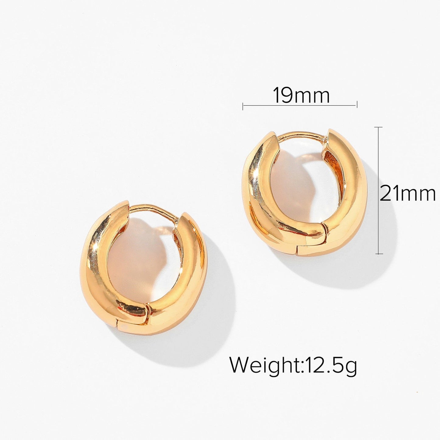 sengpan INS Gold Color Brass Hoop Huggies Earrings Small Large Circle Hoops CC Shape Statement Earrings Women Girls Unique Metal Jewelry